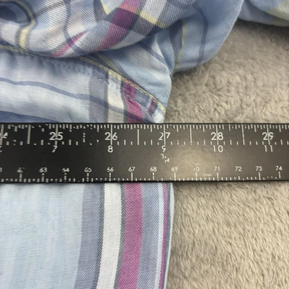 Catherines Button Up Shirt Womens 3X‎ Blue Pink Plaid Lightweight Beachy Casual - Picture 13 of 15